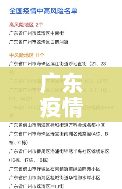 广东疫情中高风险地区最新名单/广东疫情中高风险地区是哪里